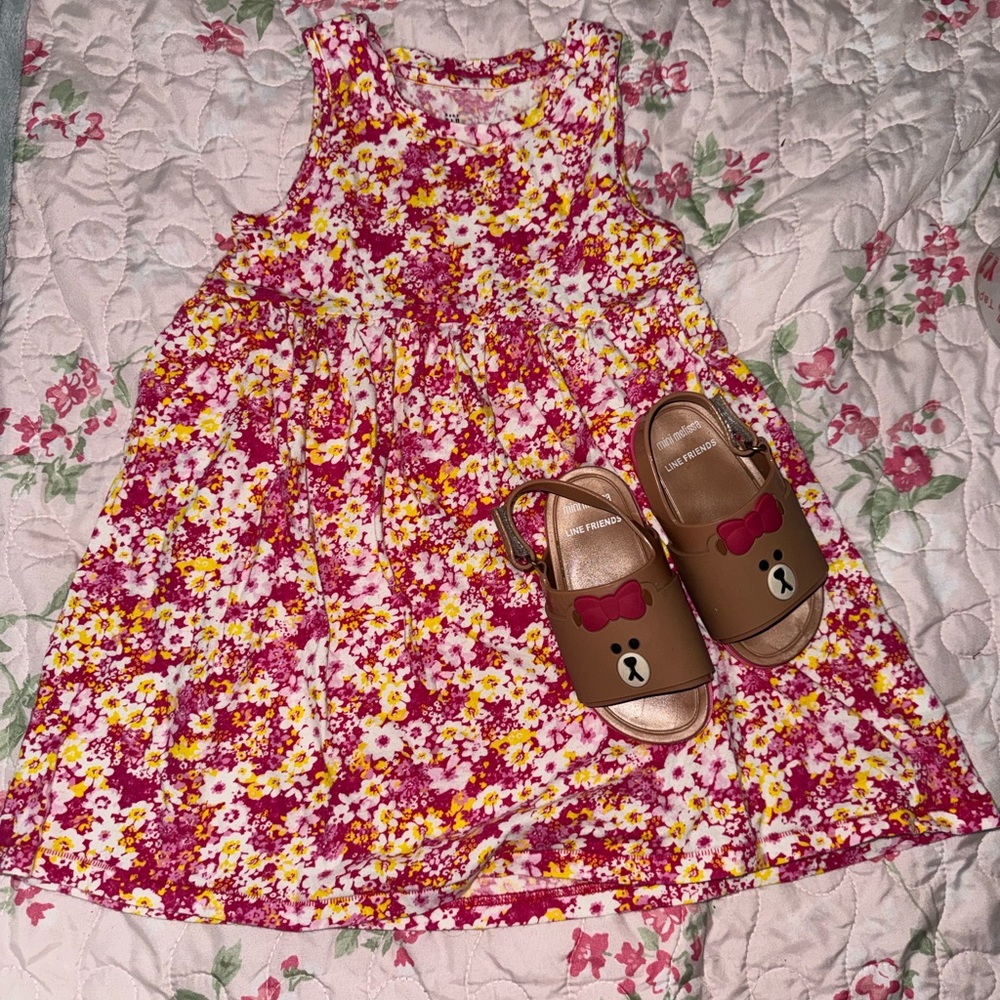 Baby gap flower dress little Melissa bear sandals bundle